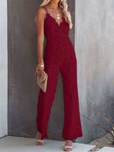 Load image into Gallery viewer, Lace V-Neck Spaghetti Strap Jumpsuit