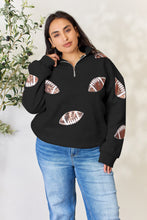 Load image into Gallery viewer, Full Size Sequin Football Half Zip Long Sleeve Sweatshirt