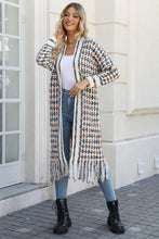 Load image into Gallery viewer, Multicolored Open Front Fringe Hem Cardigan