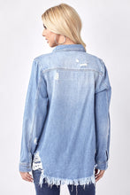 Load image into Gallery viewer, RISEN Button Up Distressed Denim Shirt