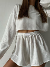 Load image into Gallery viewer, Eyelet Round Neck Top and Shorts Set