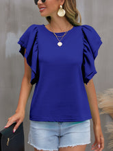 Load image into Gallery viewer, Round Neck Flounce Sleeve Blouse