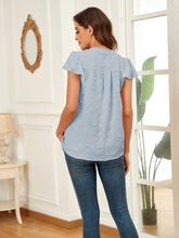Load image into Gallery viewer, Swiss Dot Notched Cap Sleeve Blouse
