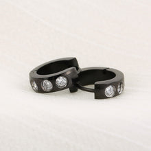 Load image into Gallery viewer, Stainless Steel Rhinestone Huggie Earrings