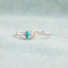 Load image into Gallery viewer, Artificial Turquoise V Shape Inlaid Zircon Ring