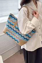 Load image into Gallery viewer, Chevron Straw Tote Bag