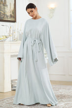 Load image into Gallery viewer, Round Neck Kimono Sleeve Tie Waist Dress