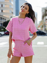 Load image into Gallery viewer, Raw Hem Round Neck Top and Shorts Set