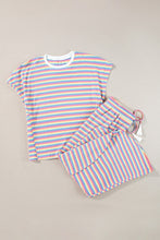 Load image into Gallery viewer, Striped Round Neck Top and Drawstring Pants Set