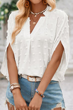 Load image into Gallery viewer, Swiss Dot Notched Half Sleeve Blouse