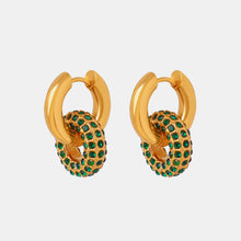 Load image into Gallery viewer, Titanium Steel Inlaid Zircon Double-Hoop Earrings