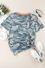 Load image into Gallery viewer, Camouflage Two-Tone V-Neck Tee