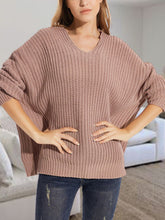 Load image into Gallery viewer, V-Neck Batwing Dropped Shoulder Sweater