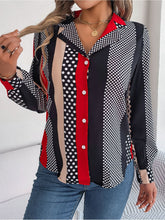 Load image into Gallery viewer, Polka Dot Contrast Long Sleeve Shirt