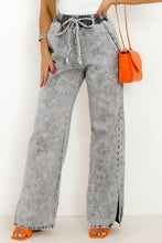 Load image into Gallery viewer, Slit Drawstring Jeans with Pockets
