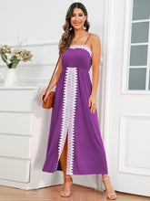 Load image into Gallery viewer, Slit Lace Detail Spaghetti Strap Dress