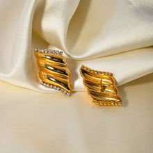 Load image into Gallery viewer, Inlaid Zircon Stainless Steel Geometric Stud Earrings