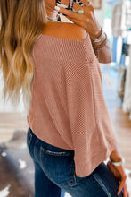 Load image into Gallery viewer, Ribbed Boat Neck Batwing Sleeve T-Shirt