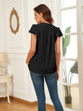 Load image into Gallery viewer, Swiss Dot Notched Cap Sleeve Blouse