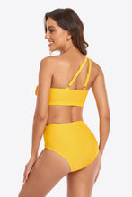 Load image into Gallery viewer, Ruffled One-Shoulder Buckled Bikini Set