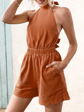 Load image into Gallery viewer, Halter Neck Tie Back Romper