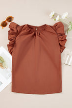 Load image into Gallery viewer, Ruffled Round Neck Cap Sleeve Blouse