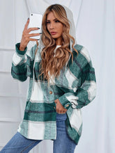 Load image into Gallery viewer, Plaid Hooded Jacket with Pockets