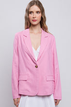 Load image into Gallery viewer, Love Tree One-Button Long Sleeve Linen Blazer
