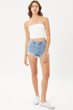 Load image into Gallery viewer, Love Tree Raw Hem Cat's Whisker Denim Shorts