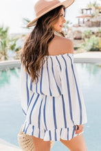 Load image into Gallery viewer, Striped Off Shoulder Smocked Romper