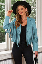 Load image into Gallery viewer, Fringe Trim Lapel Collar Cropped Blazer