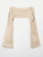 Load image into Gallery viewer, Openwork Boat Neck Long Sleeve Knit Cover Up