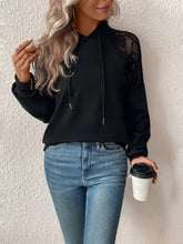 Load image into Gallery viewer, Lace Detail Drawstring Long Sleeve Hoodie