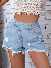 Load image into Gallery viewer, Distressed Raw Hem Denim Shorts