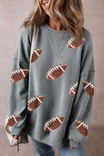 Load image into Gallery viewer, Sequin Football Round Neck Long Sleeve Sweatshirt