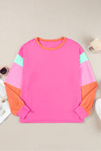 Load image into Gallery viewer, Color Block Round Neck Long Sleeve Top