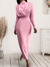 Load image into Gallery viewer, Ruched Turtleneck Long Sleeve Dress