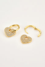 Load image into Gallery viewer, Zircon Heart Drop Huggie Earrings