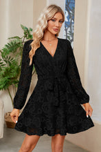 Load image into Gallery viewer, Surplice Lace Long Sleeve Mini Dress