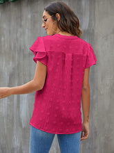 Load image into Gallery viewer, Swiss Dot Notched Cap Sleeve Blouse