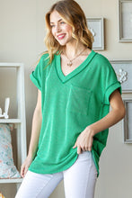Load image into Gallery viewer, Heimish Full Size Front Pocket Short Sleeve Ribbed Top