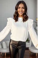 Load image into Gallery viewer, Ruffled Mock Neck Balloon Sleeve Blouse