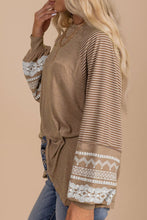 Load image into Gallery viewer, Striped Round Neck Long Sleeve Blouse