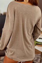 Load image into Gallery viewer, Distressed Pocketed Round Neck Long Sleeve T-Shirt