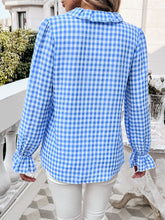 Load image into Gallery viewer, Frill Ruffled Plaid Long Sleeve Shirt