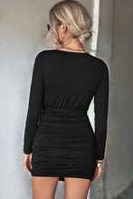 Load image into Gallery viewer, Twist Front Ruched Long Sleeve Mini Dress