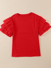 Load image into Gallery viewer, Ruffled Round Neck Short Sleeve Blouse
