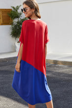 Load image into Gallery viewer, Color Block Round Neck Short Sleeve Dress