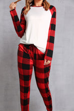 Load image into Gallery viewer, Plaid Round Neck Top and Pants Set