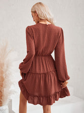 Load image into Gallery viewer, Swiss Dot Lace Trim Balloon Sleeve Dress